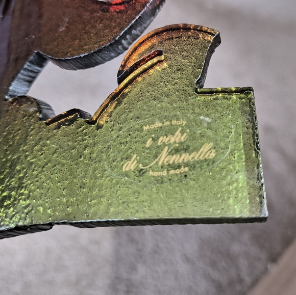 Art Glass OWL Curved 9”x 7” Iridescent Orange Vetri Di Nennella - Picture 12 of 12